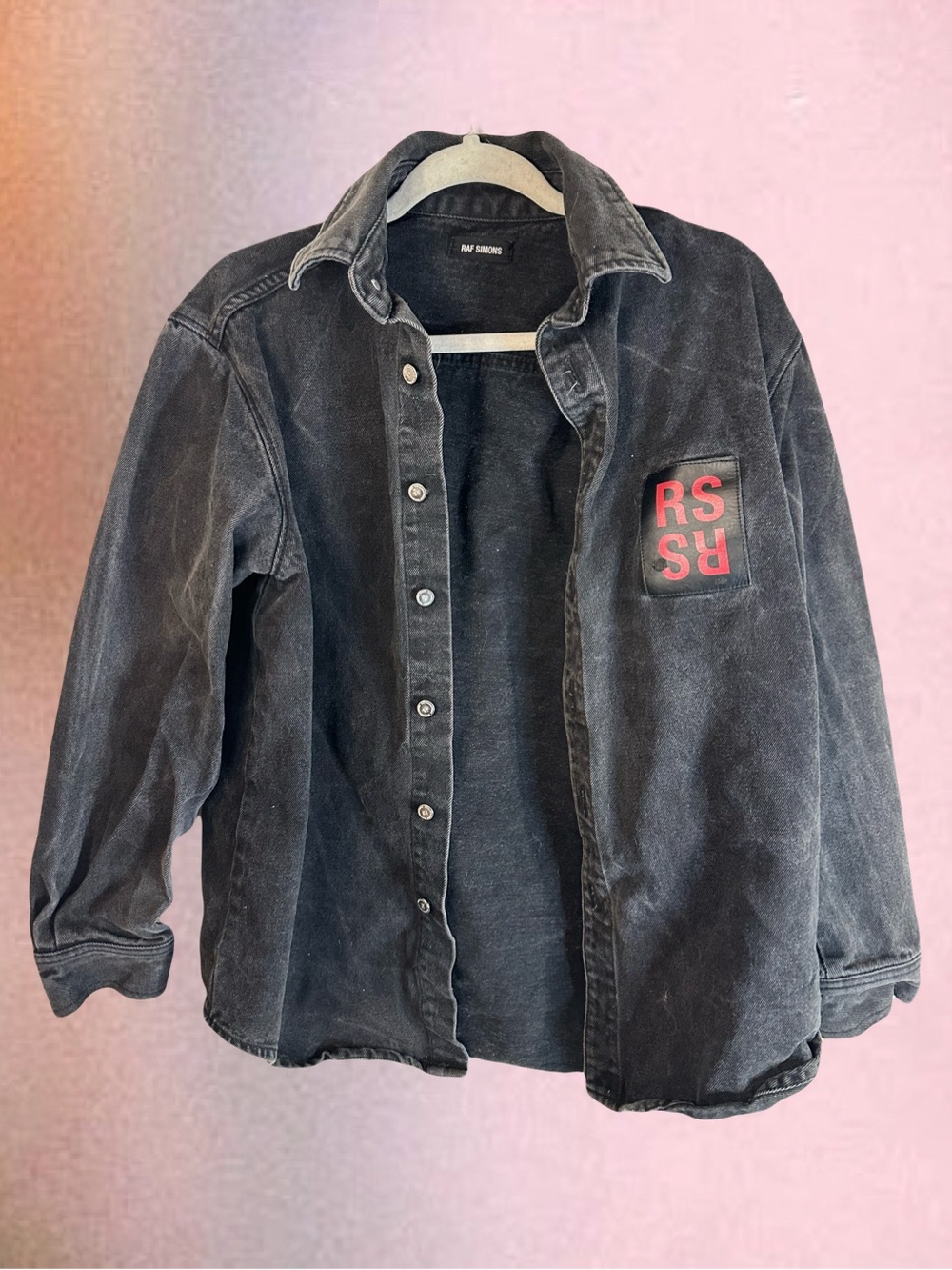 RAF Simons RS Acid Washed Black Denim Shirt